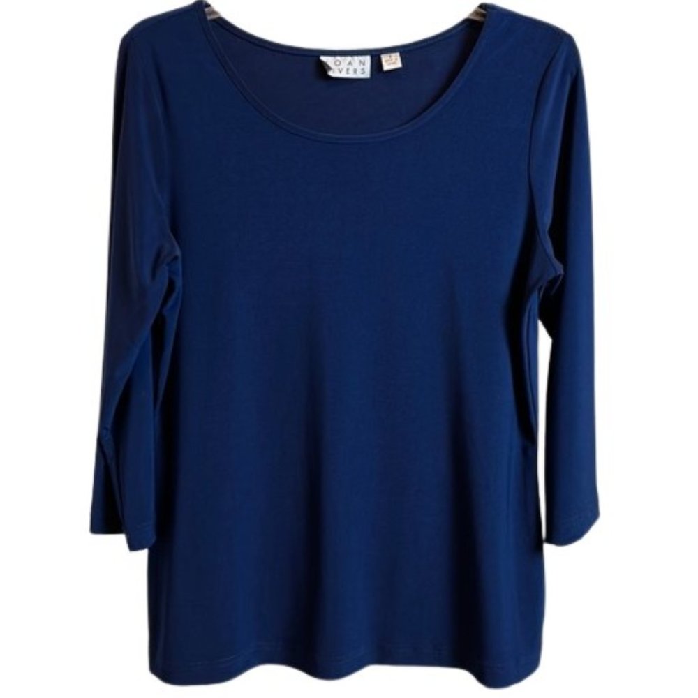 Joan Rivers Navy blue Stretchy Top Size Small Could fit up to Large